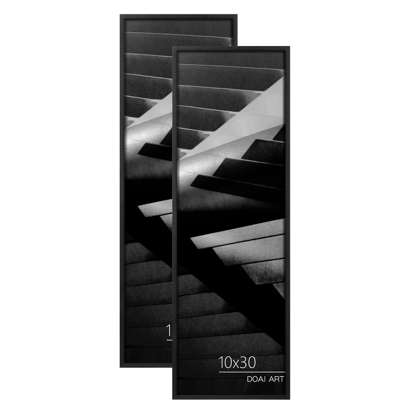 DOAI ART 10x30 Poster Frame 2 Pack, Black 10 x 30 Picture Frames for Horizontal or Vertical Wall Mounting, Scratch-proof Safe and Artistic Large Photo Frame Wall Art