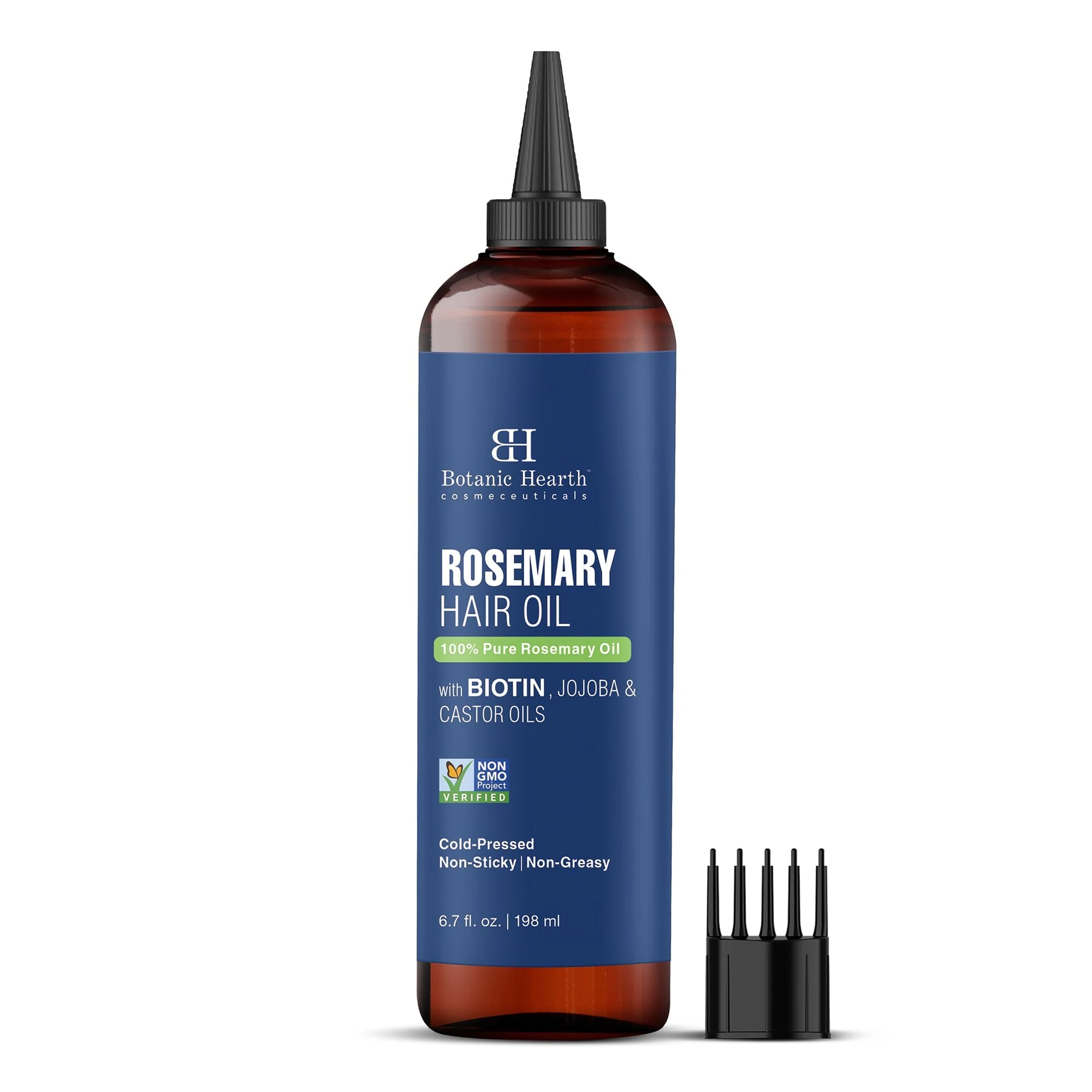 Botanic Hearth 100% Pure Rosemary Oil For Hair Growth Infused With Biotin | Hair Strenghtening Treatment | Nourishing & Volumizing | With Jojoba Oil & Castor Oil | Non GMO Verified | 6.7 fl oz