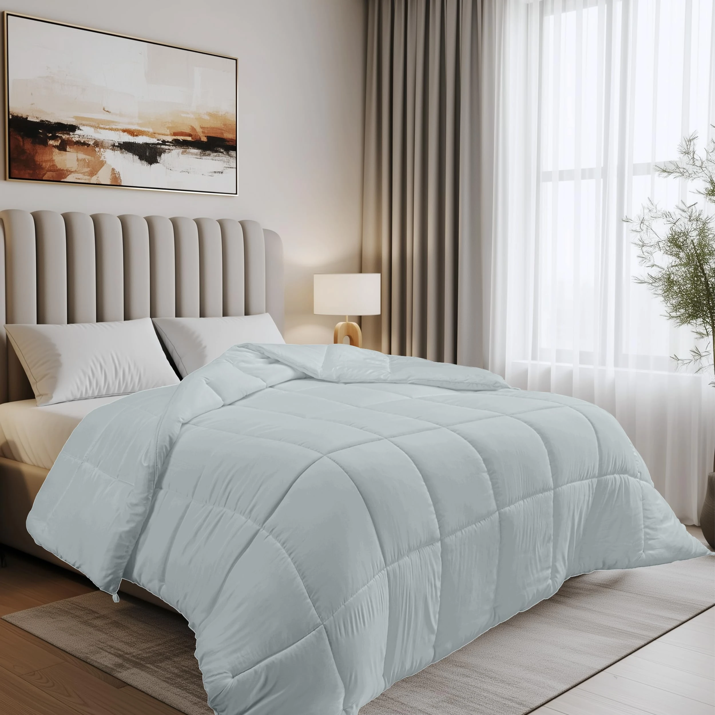 Utopia Bedding Duvet Double,10.5 Tog coverless Duvet with Corner Tabs, Box Stitched Quilt (Double, Light Grey)
