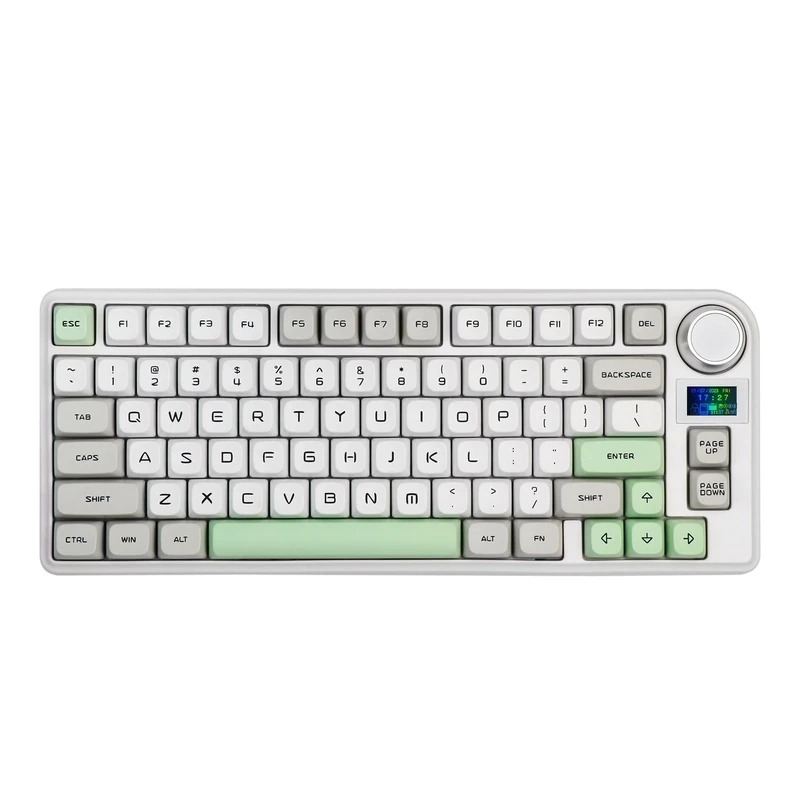 EPOMAKER TH80-X Gasket Mechanical Keyboard, 75% Layout Triple Mode Hot-swap Gaming Keyboard, with 4000mAh Battery, LCD Screen, NKRO, RGB for Office/Win/Mac (Gray, Flamingo Switch)