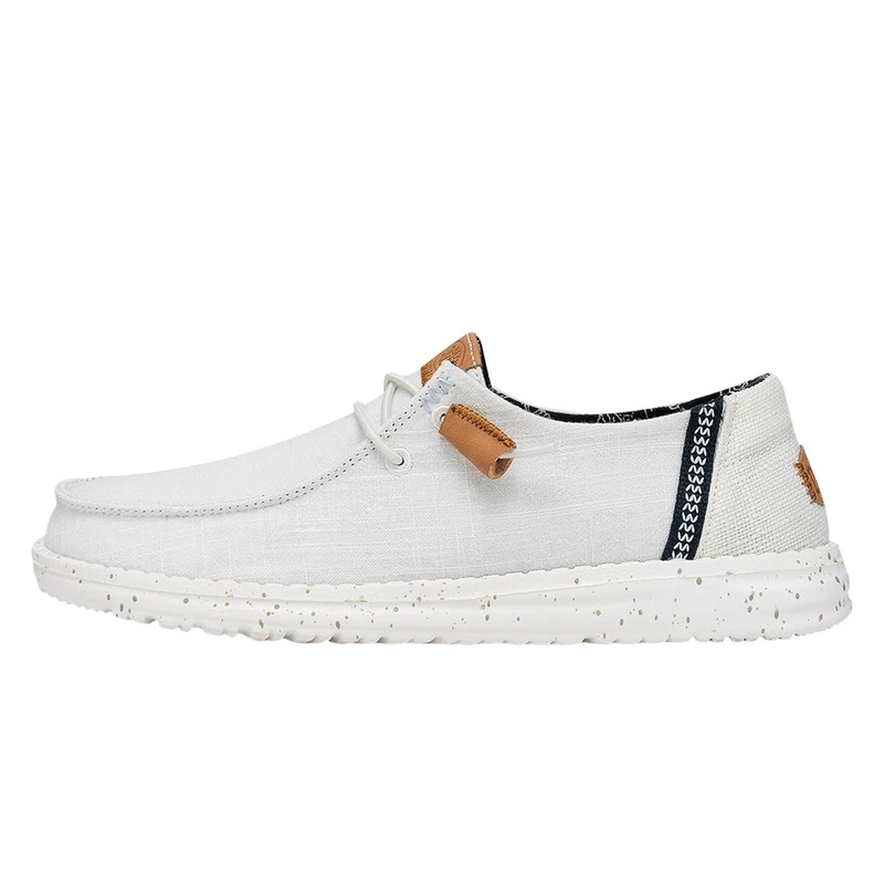 Hey Dude - Women's Wendy Washed Canvas - Casual Slip-On Flat Shoes - Moccasin Style, White, 5
