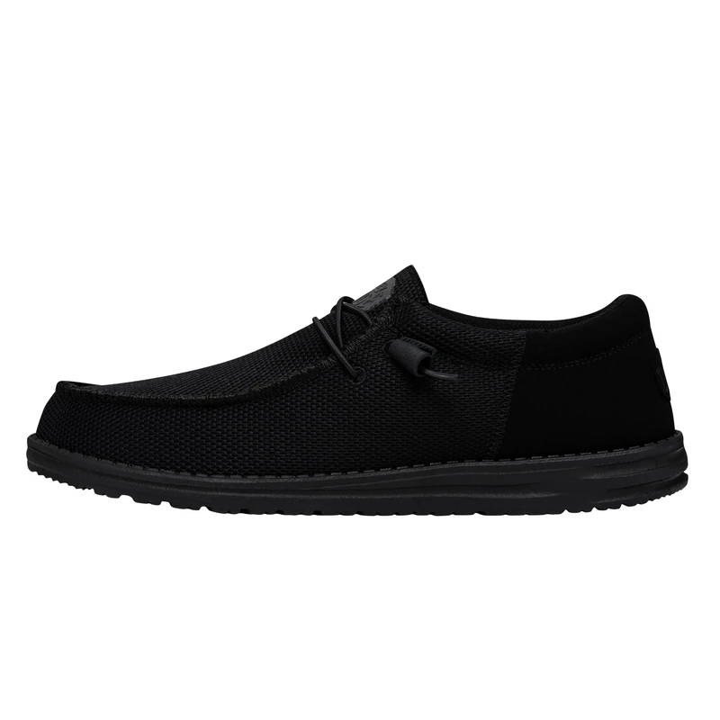 HEYDUDE - Men's Wally Washed Canvas Black - Slip-On Shoes - Loafer Style - 6 UK
