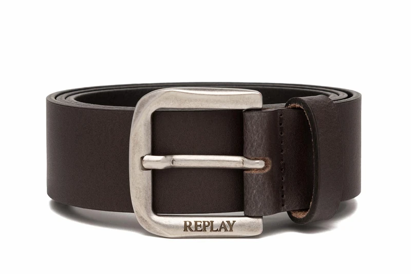 Replay men's leather belt, brown (Black Brown 128), 105 cm