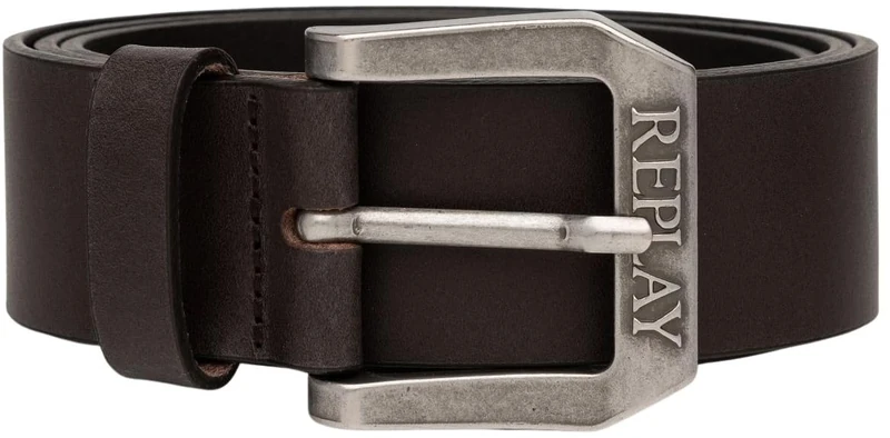 Replay men's leather belt, brown (Black Brown 128), 90 cm