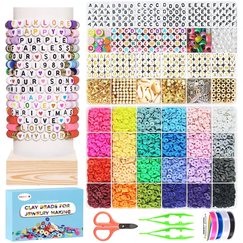 Dazhqp 7500-Pcs Clay Beads Kit - 24 Colors, 2 Boxes, Jewelry Set