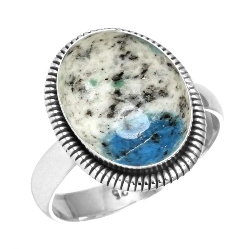 Jeweloporium Multicolor K2 Jasper Silver Ring Size T 1/2, 925 Sterling Silver Ring for Women, Natural Oval Stone Boho Jewellery
