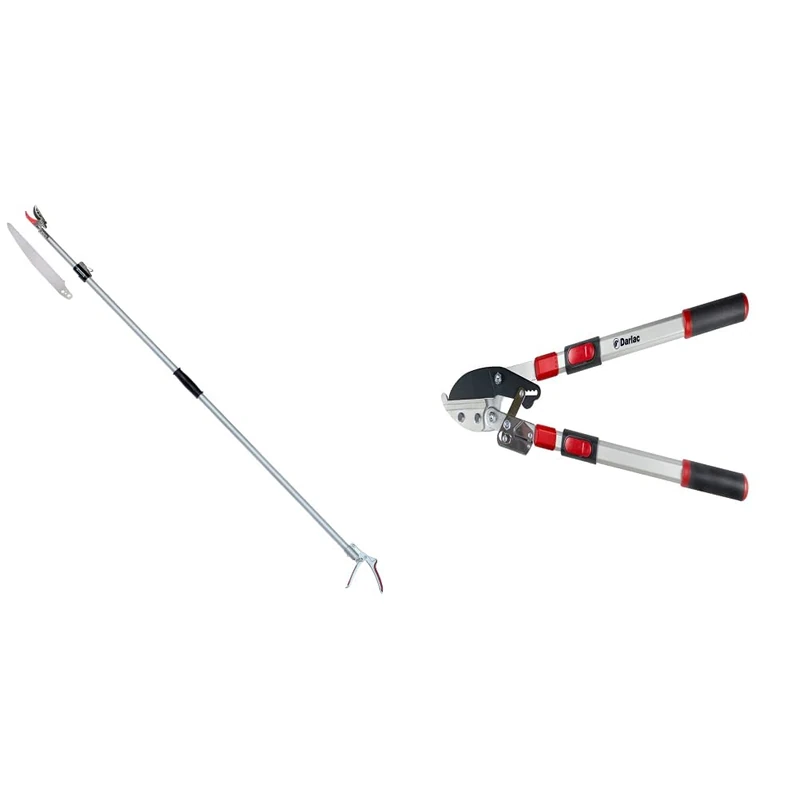 Darlac Telescopic Cut 'n' Hold Snapper – 3m Long Reach Garden Pruner with 25mm Cut Capacity & Telescopic Ratchet Lopper – 50mm Cut Capacity – Ideal for Gardeners with Dexterity Issues