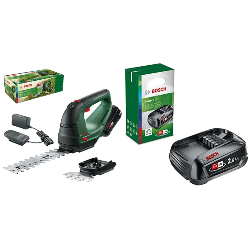 Bosch Home and Garden 0600857070 Bosch Cordless AdvancedShear 18V-10 & Home and Garden Battery Pack PBA 18V Black