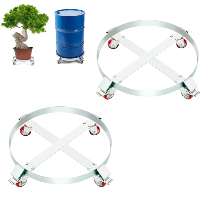 VEVOR 2PCS 55 Gallon Heavy Duty Drum Dolly, 1000 lbs Load Capacity, Barrel Dolly Cart Drum Caddy, Non Tipping Hand Truck Capacity Dollies with Steel Frame 4 Swivel Casters Wheel, for Drum Handling