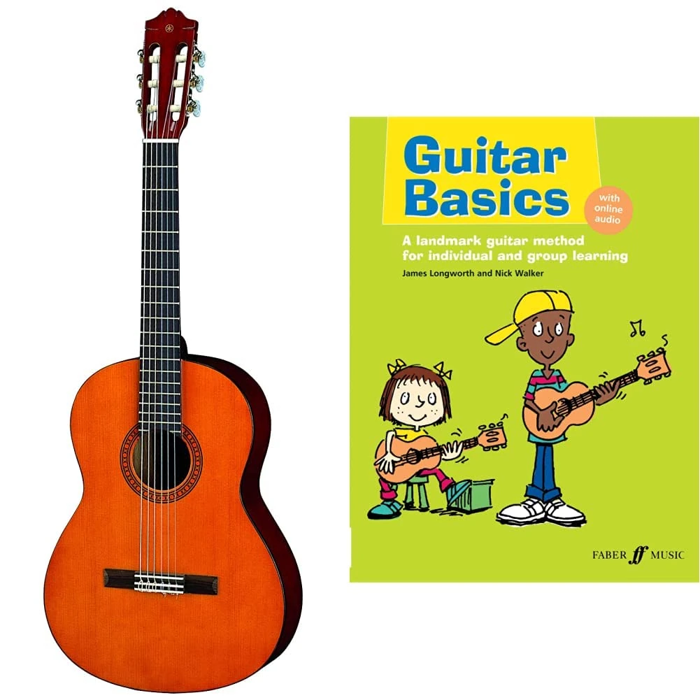 Yamaha CGS102AII - Natural - Half Sized Classical Guitar for Students and Beginners & Guitar Basics: A Landmark Guitar Method for Individual and Group Learning.