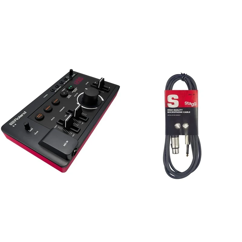 Roland AIRA Compact E-4 VOICE TWEAKER | Vocal Performance Tool & Stagg SMC6 6 metre standard microphone cable