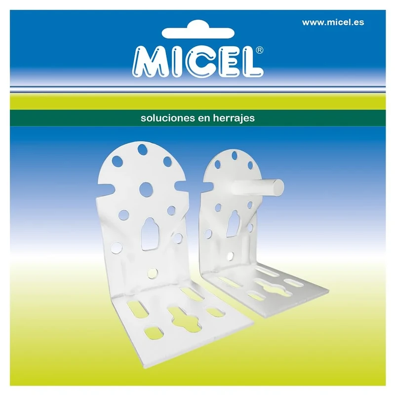 MICEL - 92555 – Set of Angled Shaft Brackets, with Wall and Ceiling Fixings, Lacquered Steel Finish, White, 65 x 86 x 108 mm - Image 1