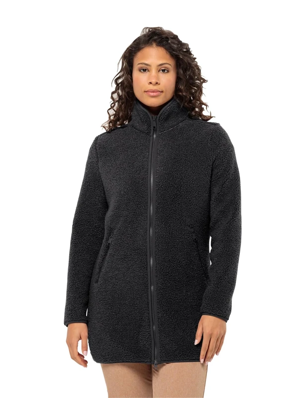 Jack Wolfskin Women's High Curl Coat W Fleece Jacket, Black, XXL