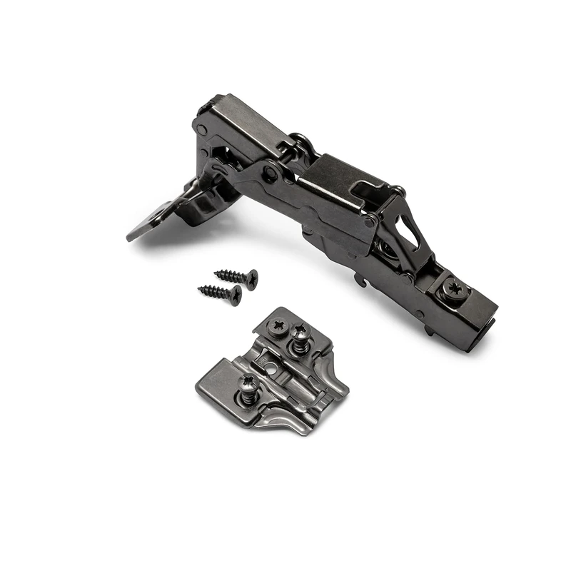 Emuca - Straight Hinge X91, D. 35 mm, Full Overlay, Soft Close, 165º Opening, Euro Screw, Titanium, Steel, 10 pcs.