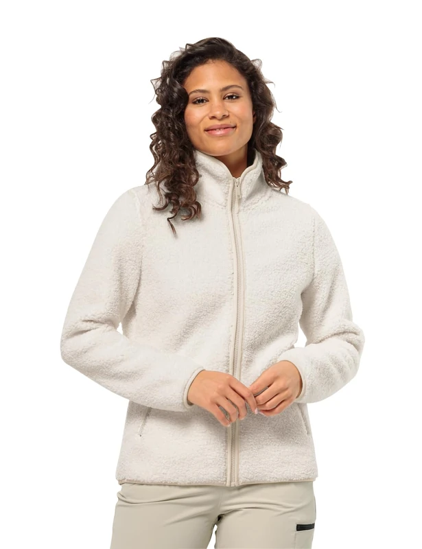Jack Wolfskin Women's High Curl Jacket W Fleece, Cotton White, L