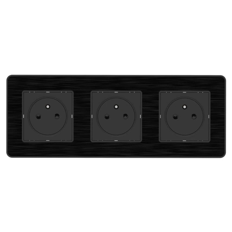 Socket 2P+T 3x16A - Easy Eject complete - metal Brushed Black Kouro - Zenitech