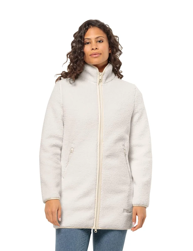 Jack Wolfskin Women's High Curl Coat W Fleece Jacket, Cotton White, XS