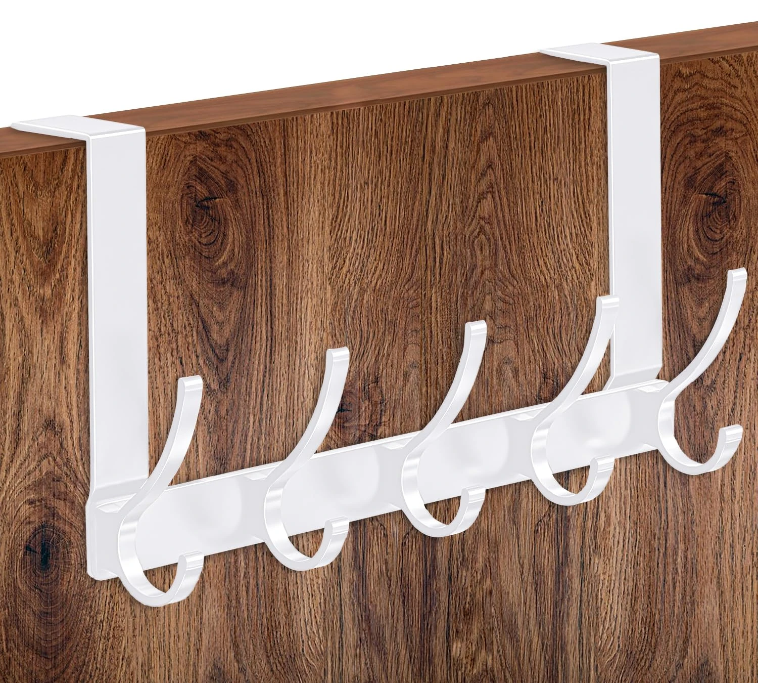 MIVITOOM Bathroom Accessory 5 Hooks Over Door Hanger, Space Saving Coat Hooks Organizer Rack for Hanging Towel, Bag