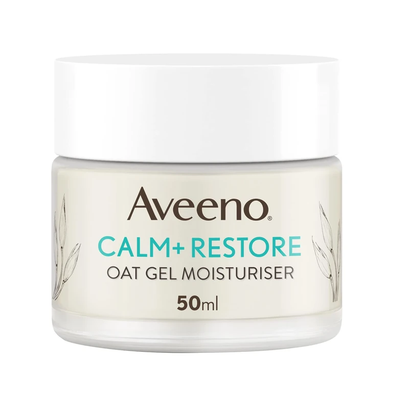 Aveeno Face Calm+Restore Oat Gel Moisturiser (1x 50ml), Face Moisturiser to Instantly Soothe and Replenish the Skin's Moisture Barrier, Intensely Nourishing Day Cream, Suitable for Sensitive Skin