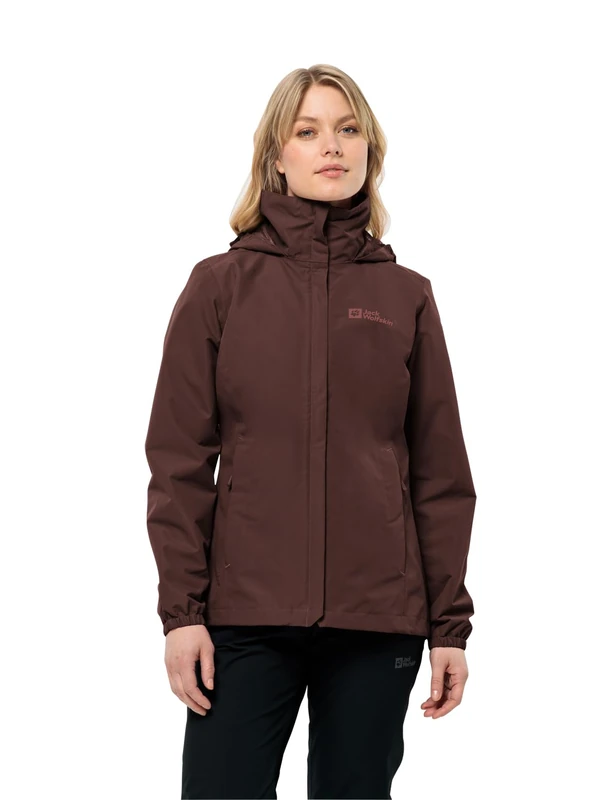 Jack Wolfskin Women's Stormy Point 2L JKT W Jacket, Dark Maroon, XS