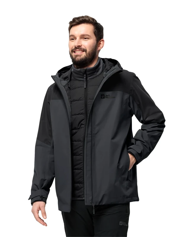Jack Wolfskin Men's Glaabach 3-in-1 Jacket M, Black, L
