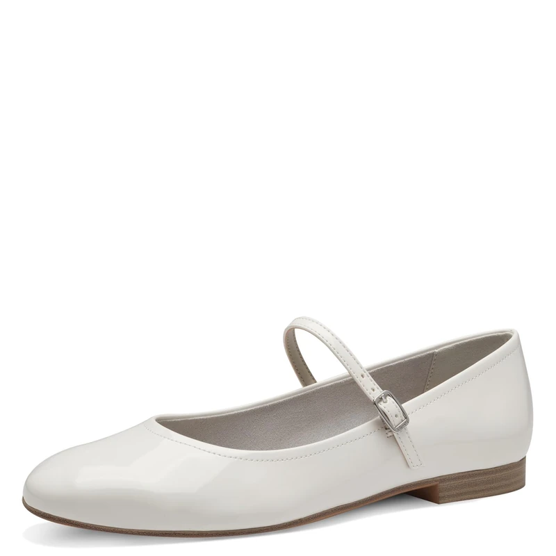 Tamaris Ballerina Women's Vegan Elegant, White (White Patent), 4 UK