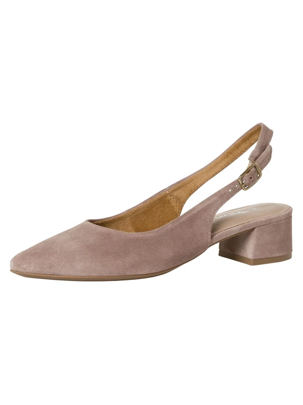 Tamaris Women's slingback pump with block heel Leather beige 5 UK