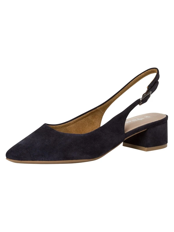 Tamaris Women's slingback pump with block heel Leather blue 5 UK
