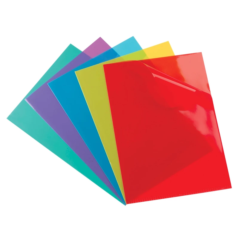 OXFORD Box of 500 High Resistance A4 PVC Corner Pockets Smooth Thickness 15/100 Assorted Colours