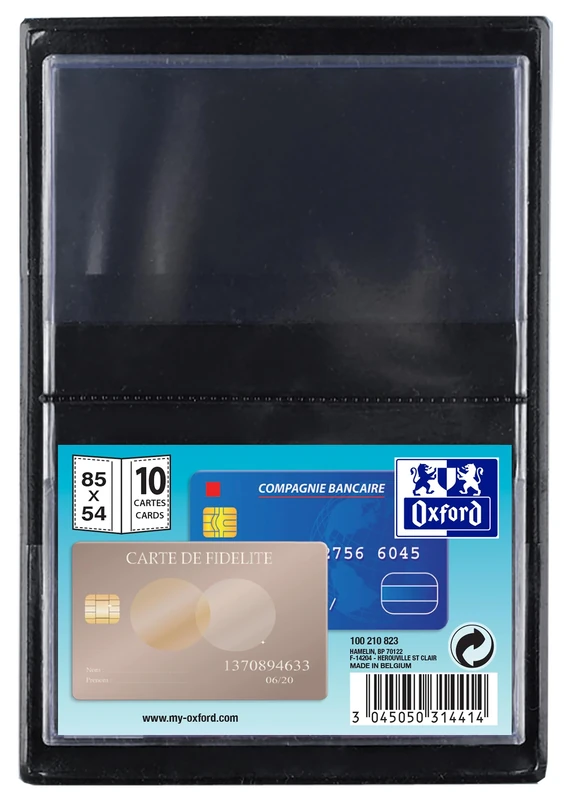 OXFORD Pack of 10 Cases of 10 A4 Cards with PVC Cover Thickness 30/100 Black