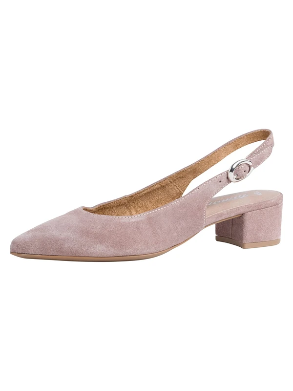 Tamaris Women's slingback pump with block heel Leather beige 8 UK