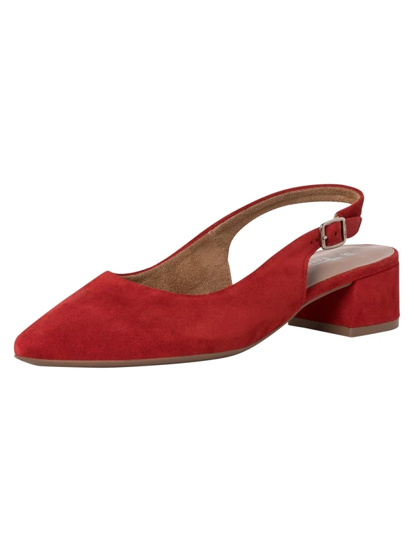 Tamaris Women's slingback pump with block heel Leather red 3.5 UK