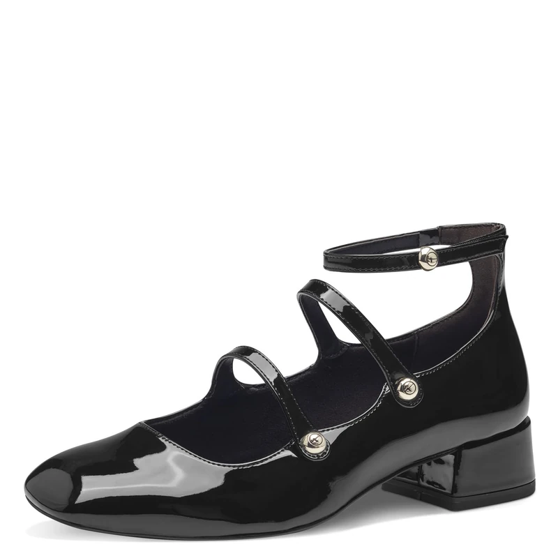 Tamaris Women's Vegan Block Heel Strappy Pumps, Black, 36 EU