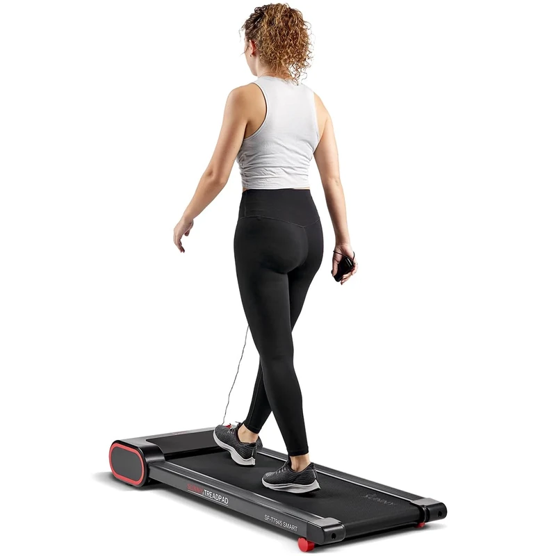 Sunny Health & Fitness Slim Under Desk Walking Compact Treadpad Treadmill with Remote Control, LCD Display, Optional SunnyFit App Enhanced Bluetooth Connectivity