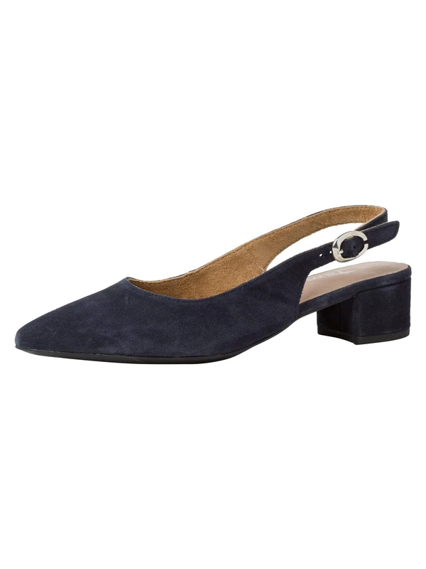 Tamaris Women's slingback pump with block heel Leather blue 4 UK