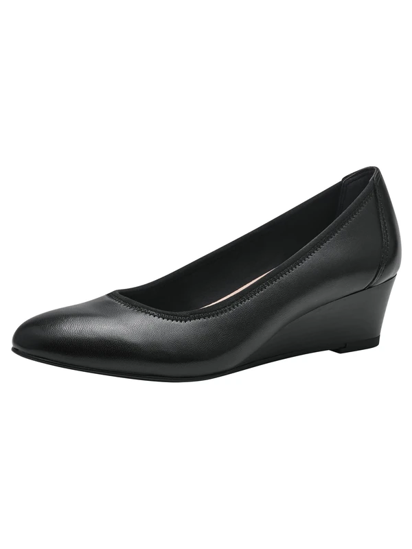 Tamaris Women's leather pumps with wedge heel black 3.5 UK - Image 1