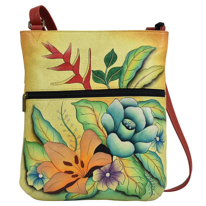 Anna by Anuschka Hand-Painted Leather, Tropical Bouquet Yellow, One Size