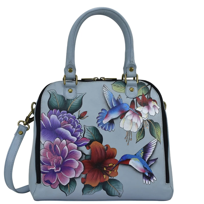 Anna by Anuschka Women's Hand Painted Leather Organizer Satchel, Garden Jewels, One Size
