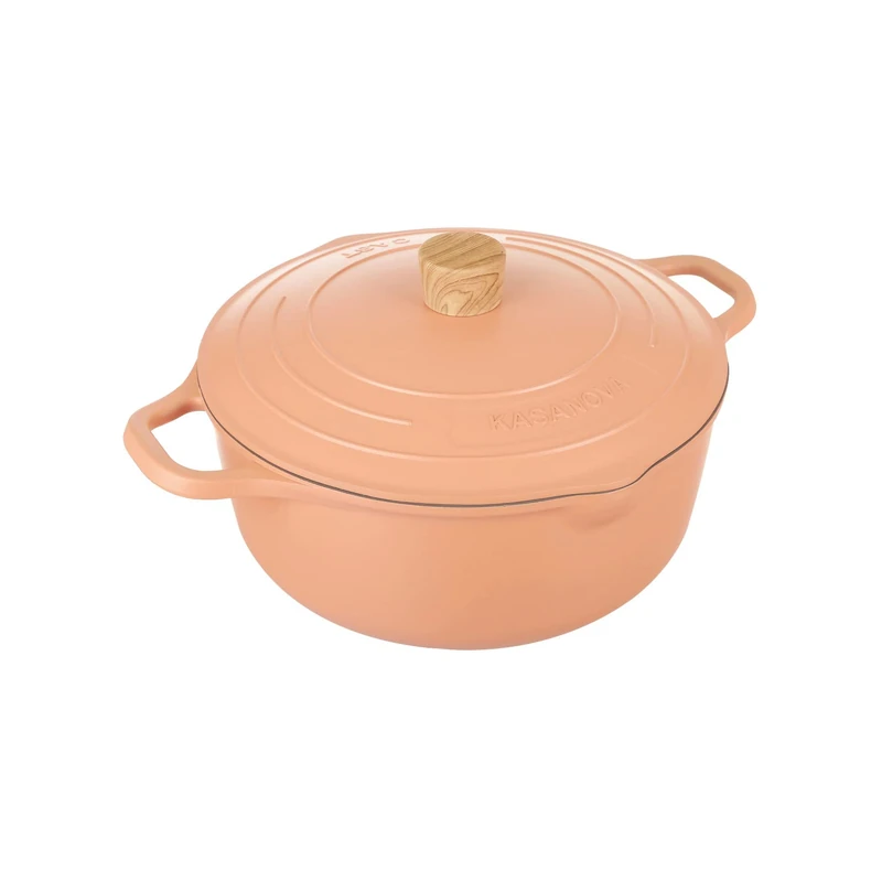 KASANOVA Non-Stick Casserole Various Colours Pot Art with Innovative Lid, Induction Casserole, Optimal for Stewed and Cooking Lens (Pink,28 cm)