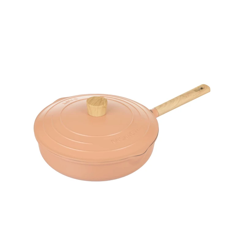 KASANOVA 28cm High Frying Pan with Pink Pot Lid - Image 1