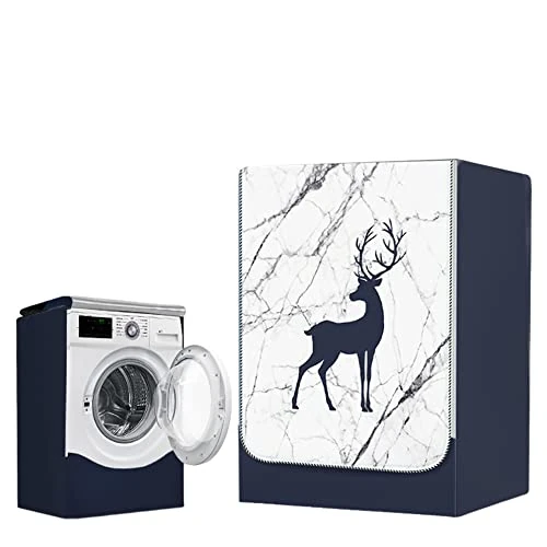Highdi Washing Machine Cover Waterproof- Washing Machine Covers Indoor with Zipper Sunscreen & Dustproof Washer Protection for Front Load Outdoor Washer and Dryers (L capacity ~ 12KG,Marble)