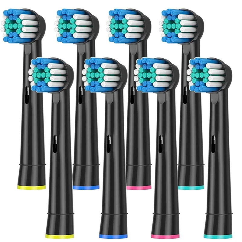 Rebeool Replacement Brush Heads Compatible with Oral B Vitality Pro, Pro 3, Pro 1 Toothbrushes, Smart 6, Genius, Round Toothbrush Heads, Pack of 8 Toothbrush Brush Refills, Black