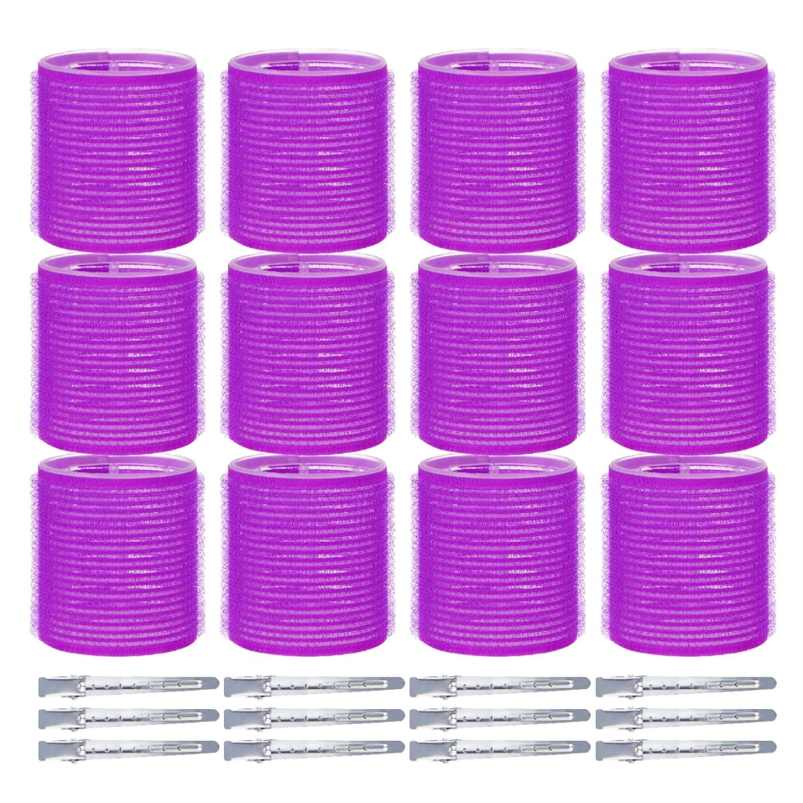 PandyCare Hair roller set 24PCS, Velcro Rollers Curlers for Long Medium Short Hair, No Heat, Hair-friendly, Natural Effect, Includes 12 Self Grip Rollers &12 Stainless steel clips