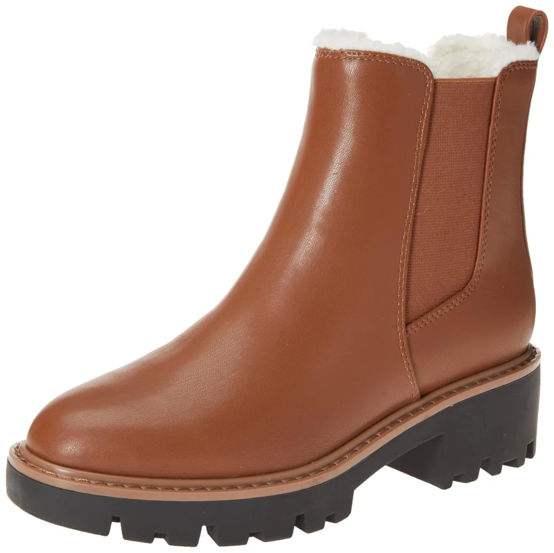 The Drop Women's Campbell Sherpa Chelsea Boot, Cognac, 5 - Image 1