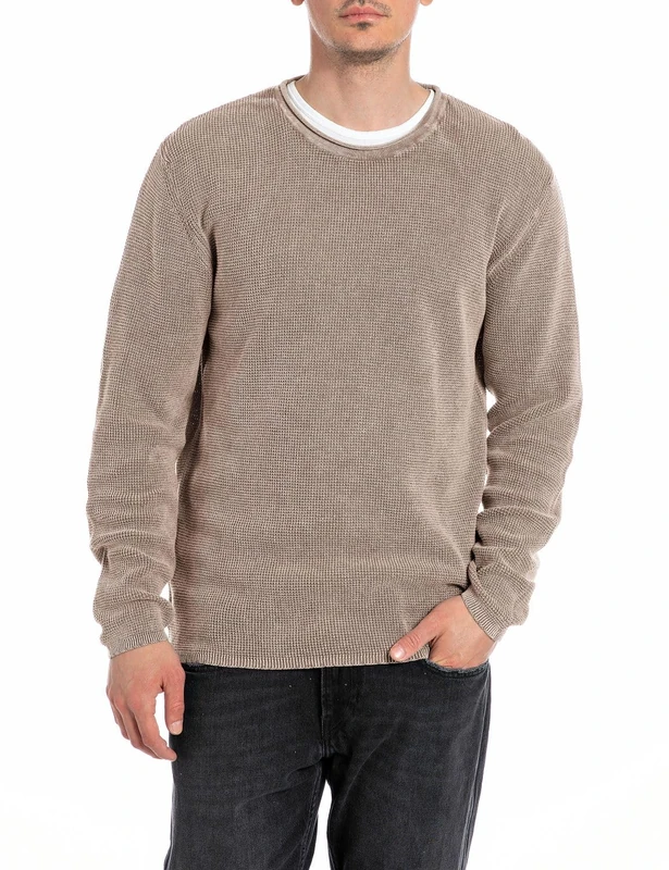 Replay men's cotton sweater, beige (Light Turtledove 982), XS
