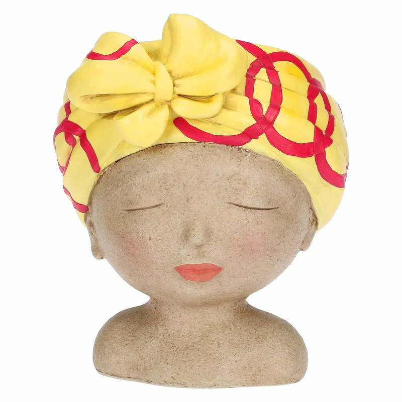 RITUALI DOMESTICI - Medea Yellow Closed Eyes Turban Cachepot - Image 1