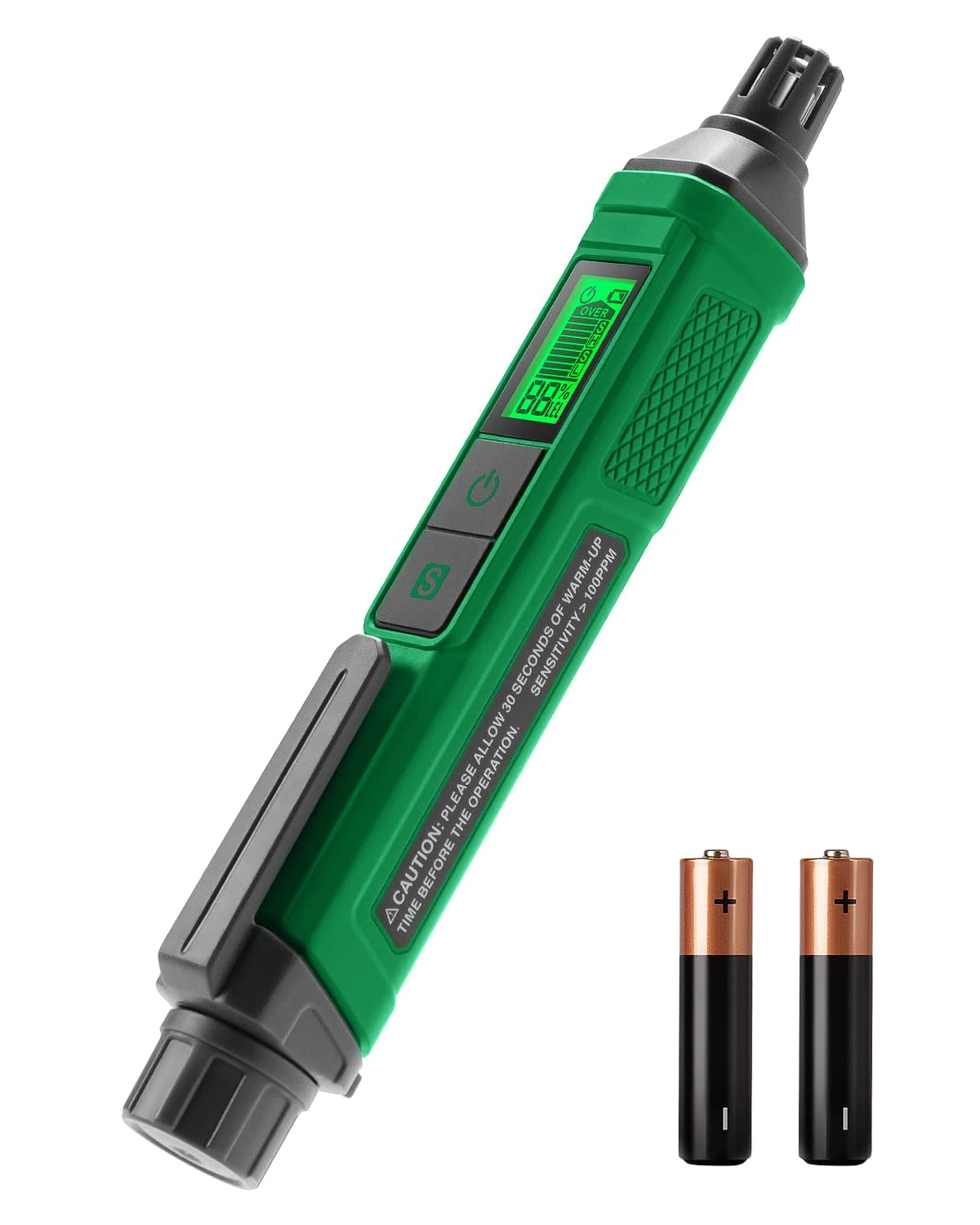 Natural Gas Detector, TopTes PT205 Gas Leak Detector with Audible & Visual Alarm, Propane Leak Detector with%LEL Value of Methane, Butane, and Combustible Gas for Home, RV (Includes Batteryx2)-Green