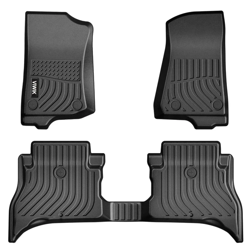 VIWIK Floor Mats fit for 2021-2023 Wrangler 4XE Hybrid, Car Mats All Weather Protection Custom Floor Liners Include 1st and 2nd Row Front & Rear, TPE Black
