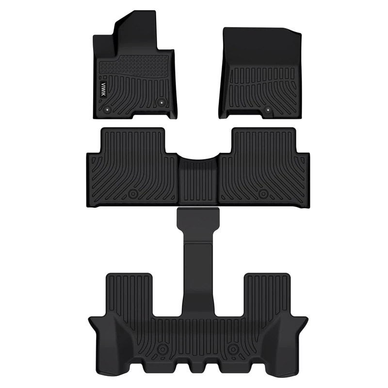 VIWIK Floor Mats for2021-2023 Sorento 7 seat hybridCar Mats All Weather Custom Floor Liners 1st and 2nd Row Front & Rear, Automotive Floor Mats TPE Black