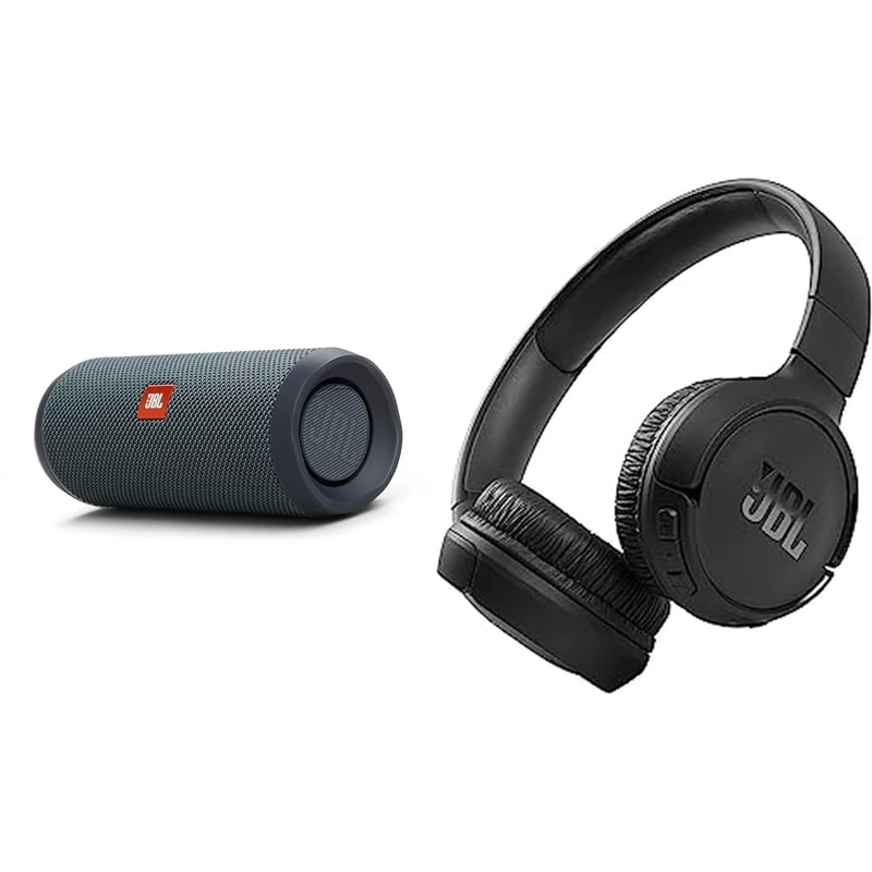 JBL Flip Essential 2 Portable Bluetooth Speaker with Rechargeable Battery, IPX7 Waterproof, 10h Battery Life, Black & Tune510BT - Wireless on-ear headphones featuring Bluetooth 5.0